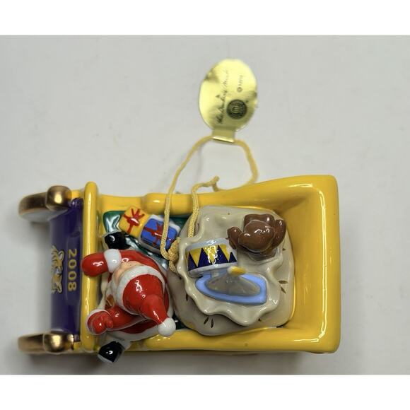 2008 Danbury Mint LSU Christmas Santa with Sleigh Ornament 3.5" With Tag And Box - Picture 8 of 13